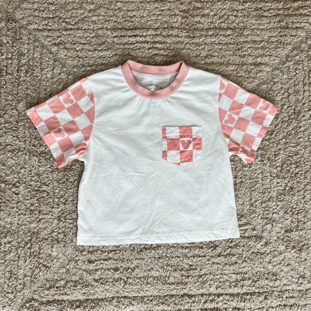 Mickey Pink and White Checkered Kids Tee